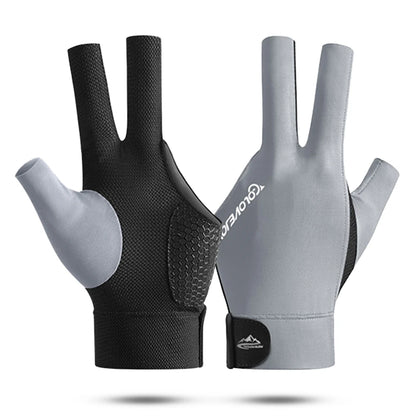 1pc Open Finger Billiard Gloves Breathable Polyester Snooker Pool Glove Adjustable Sticker Smooth Soft Lightweight Amateur Train