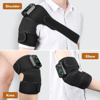 Thermal Knee Massager 3-in-1 Shoulder, Knee, and Elbow Heating Massage Support Brace Rechargeable Vibration Pad Machine Muscle Relaxer