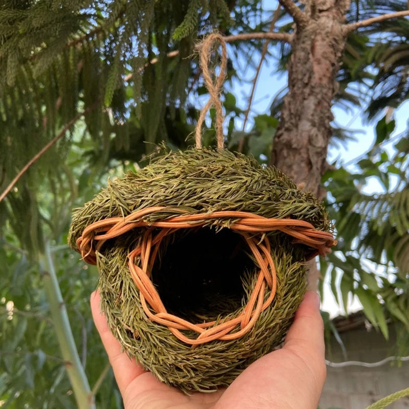 17 Styles Birds Nest Bird Cage Natural Grass Egg Cage Bird House Outdoor Decorative Woven Hanging Parrot Nest Houses Pet Bedroom