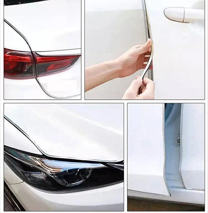 2/5/10M Car Door Edge Scratch Protector DIY Trim Strips Guard Cover Strip Roll Chrome Styling Moulding Trim Strip