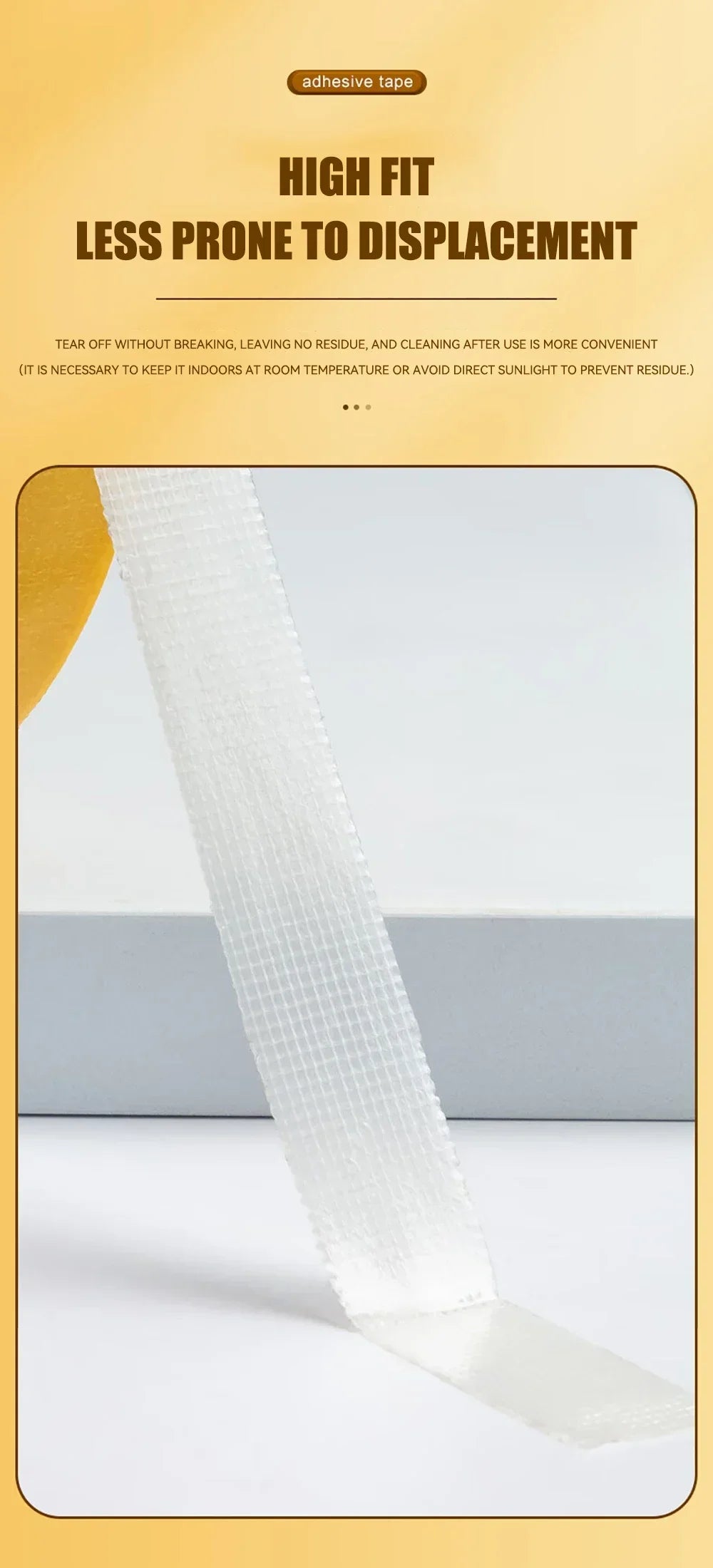 Super Thin Strong Fixation Double Sided Adhesive Tape Heavy Duty Translucent Mesh Waterproof Traceless Powerful Grid Carpet Tape