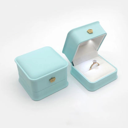 LED Jewelry Ring Box with Light Luxury Crown Earrings Pendant Storage Display Proposal Wedding Gift Box Jewelry Organizer Box