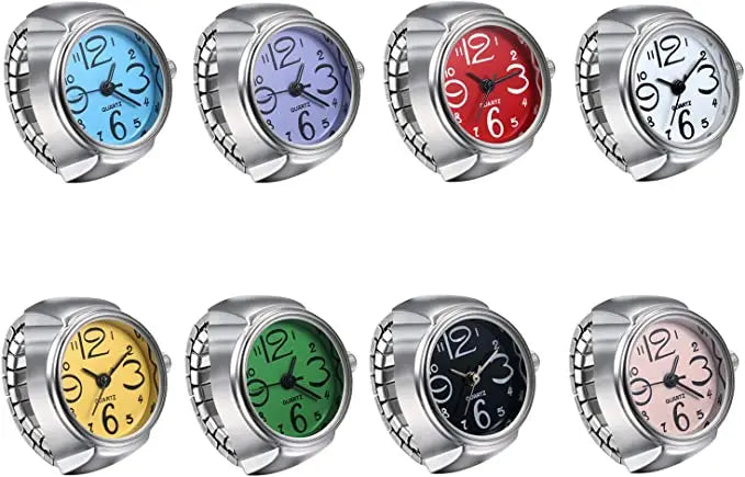 Vintage Punk Finger Watch, Mini Elastic Strap Alloy Watch, Couple Rings, Jewelry Clock, Retro Roman Quartz Watch Rings, For Women, For Men