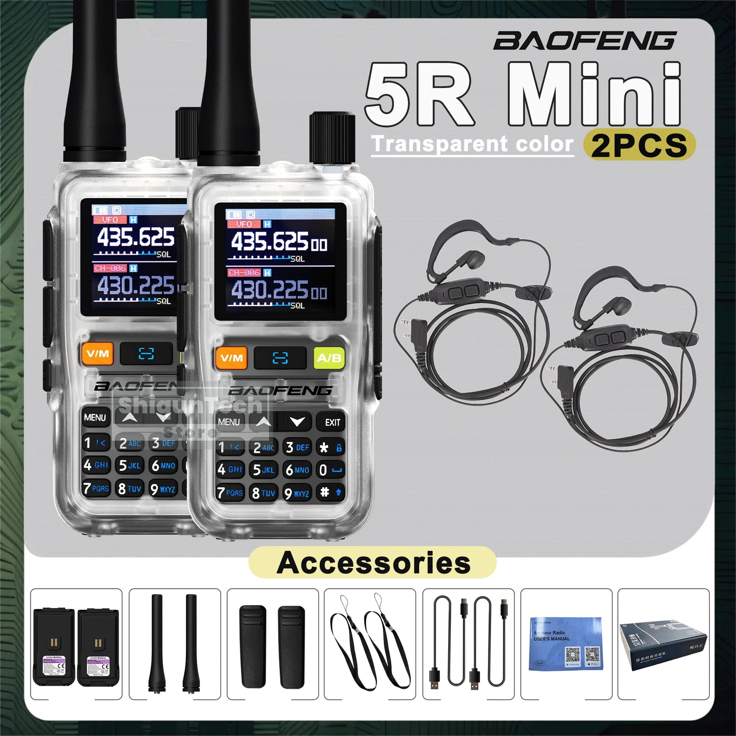 Baofeng UV 5R Mini Walkie Talkie Banda Aérea UHF/VHF Doble Vigilancia Doble PTT Programación Bluetooth Tipo-C Camping Radioaficionado Actualización 5R