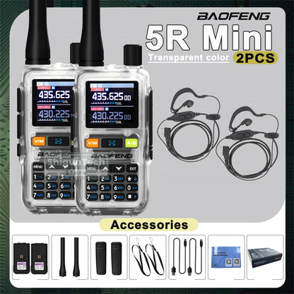 Baofeng UV 5R Mini Walkie Talkie Banda Aérea UHF/VHF Doble Vigilancia Doble PTT Programación Bluetooth Tipo-C Camping Radioaficionado Actualización 5R