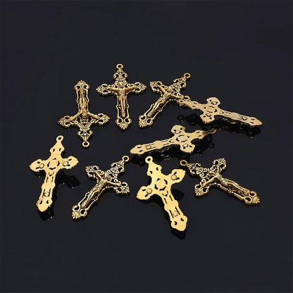 10 Pieces/Catholic Rosary Gold Plated Connector Necklace Bracelet Connector, Many Jesus Christ Statue Necklace Bracelet Triangle