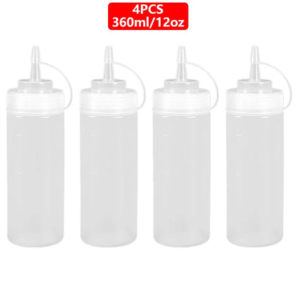 Squeeze Condiment Bottles with On Cap Squeeze Sauce Bottles Olive Oil Bottles Ketchup Mustard Dispensers Kitchen Accessories