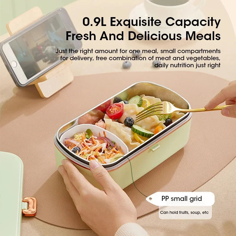 Electric Lunch Box Portable Food Warmer Water-Free Bento Box Stainless Steel Food Warmer Office Food Lunch Box Electric Heater