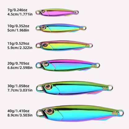 1Pc, Electroplated Lron Plate Rod Metal Fishing Bait, 60g 40g 30g 20g, Portable Fishing Lure, Sharp Hoops Tip, Spinning Tackle Tool