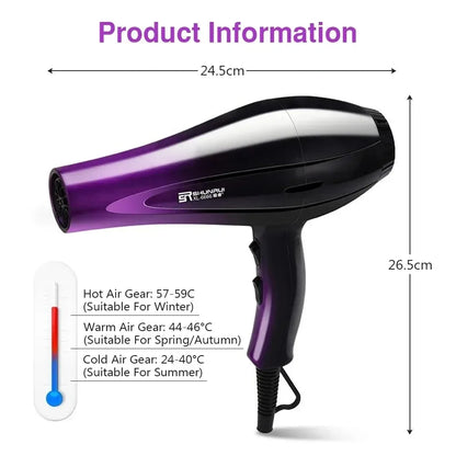 High-Power Ionic Hair Dryer, Fast Heating and Hot/Cold 9 Gears Adjustment Home Professional Hair dryer, Blow Dryer with Accessories