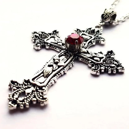 Y2K Punk Crystal Big Cross Pendant Necklaces for Women Men, Gothic Irregular Cross Clavicle Chain Necklaces, Aesthetic Jewelry
