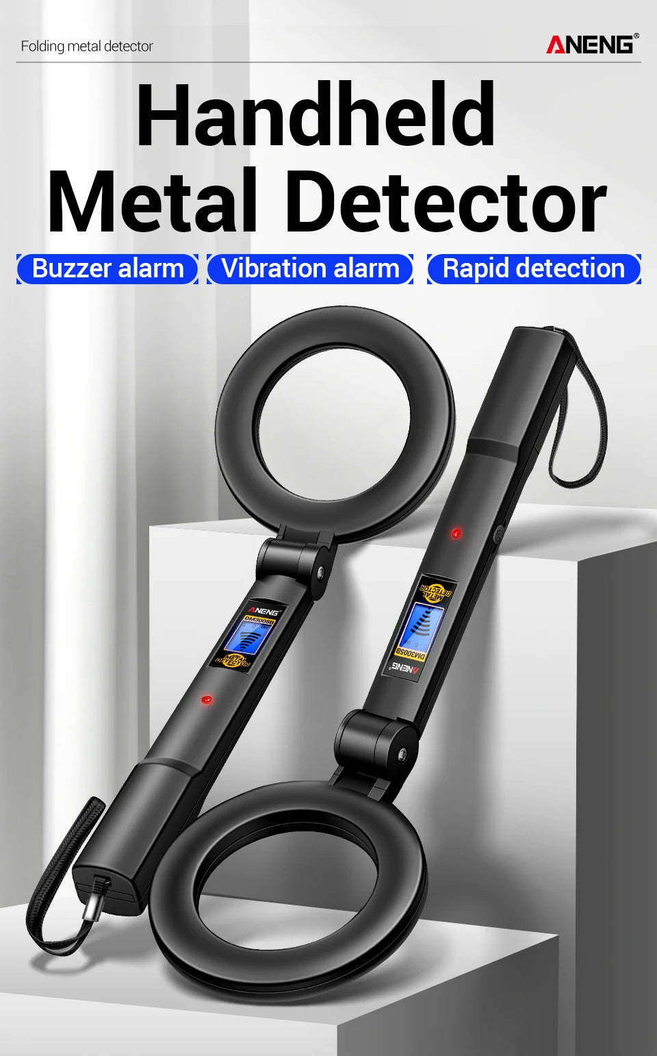 Metal Detector Handheld Beep Vibration Alarm ANENG DM3005B Airport Security Wall Circuit Check Gold Treasure Hunting Tool