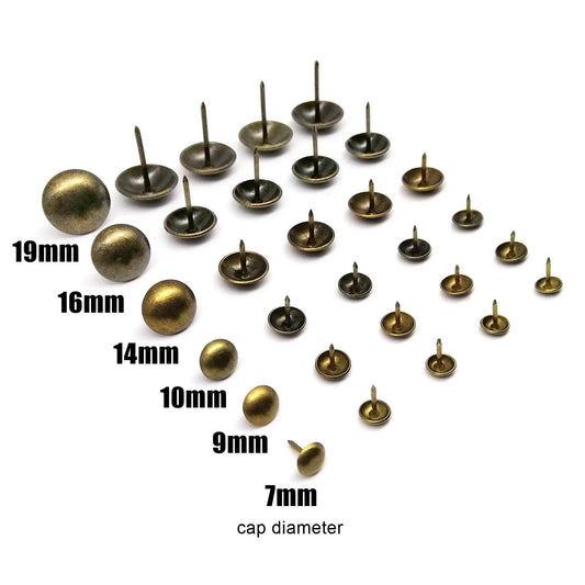 50pcs Antique Brass Bronze Upholstery Nail Furniture Jewelry Chest Box Suitcase Sofa Decor Tack Stud Pushpin Large Head Doornail