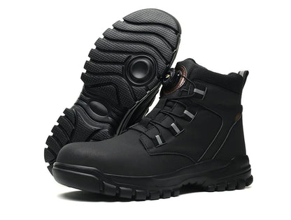 Rotating Button Work Shoes for Men Anti Puncture Work Sneakers Waterproof Work Safety Shoes Non Slip Steel Toe Tactical Boots