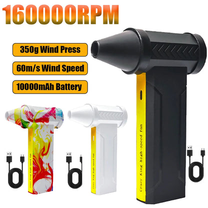 160000 RPM Electric Air Blower, Turbo Jet Fan Brushless Motor High-Speed Turbo Violent Fan, USB Rechargeable Powerful Dust Blower