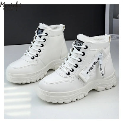 New Style Snow Boots for Men and Women Fashionable and Warm Thick Cotton Shoes Waterproof  Lace Up Mid Tube Cotton Boots 35-45
