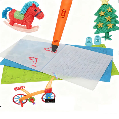 3D Printing Pen Silicone Design Mat with 2 Finger Protectors Template Drawing Tools Silicone Pad Drawing Tools for Kids Adults