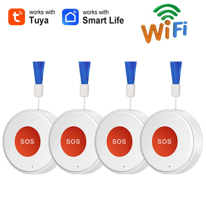 Smart Life APP WiFi SOS Emergency Button Tuya Home Security Elderly Children One-Click Call Help Alarm Remote Notification