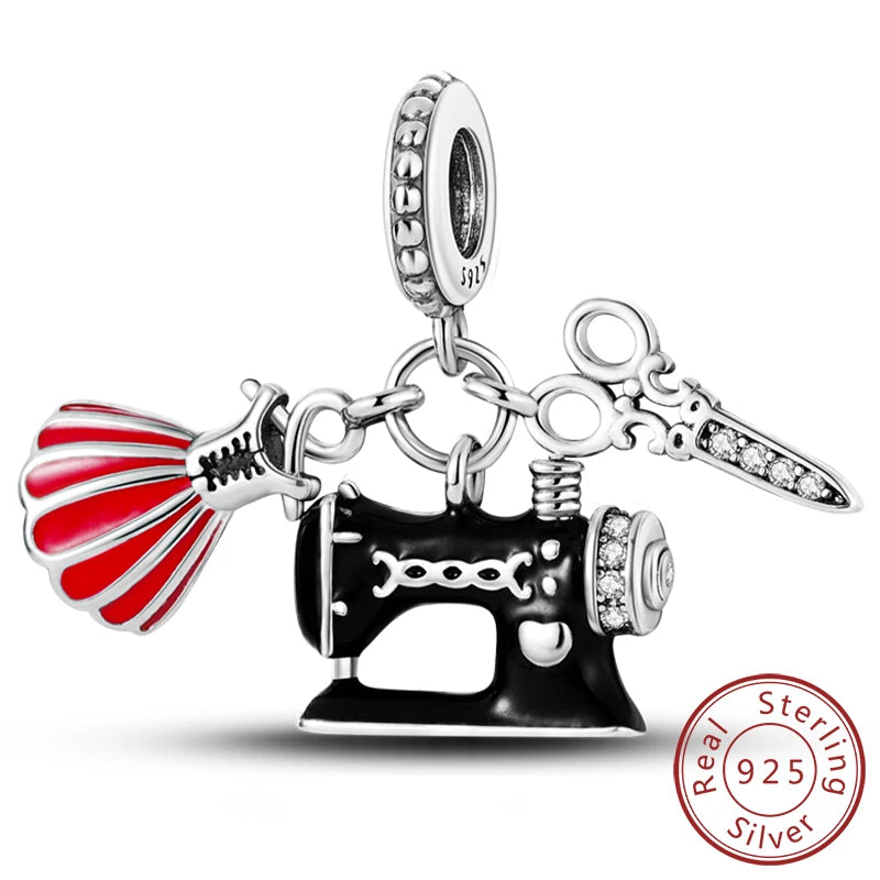 Dijes de plata de ley 925 originales, abalorios de cristal de vino, taza de café, dije colgante para pulseras de mujer, joyería DIY, regalo
