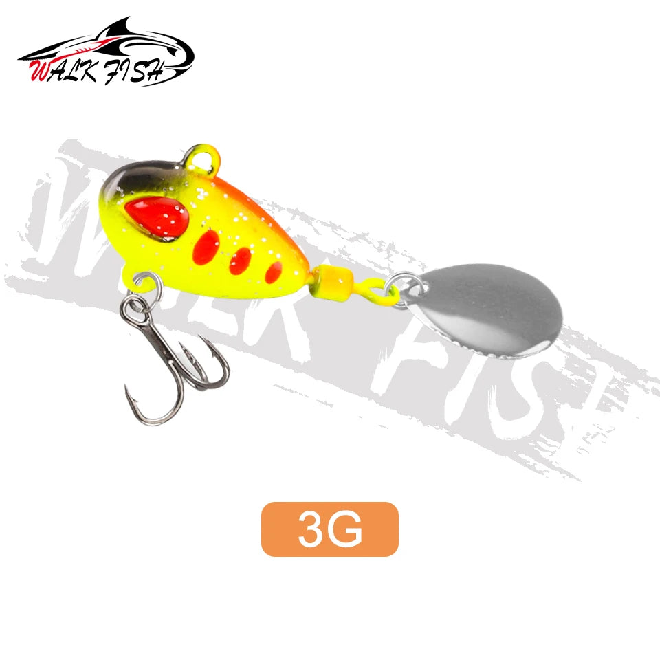 WALK FISH Sinking 3g-21g VIB Lure Spoon Spinner Fishing Bait Wobblers Metal Jig Rotating Sequin Tail Far Casting For Sea Bass