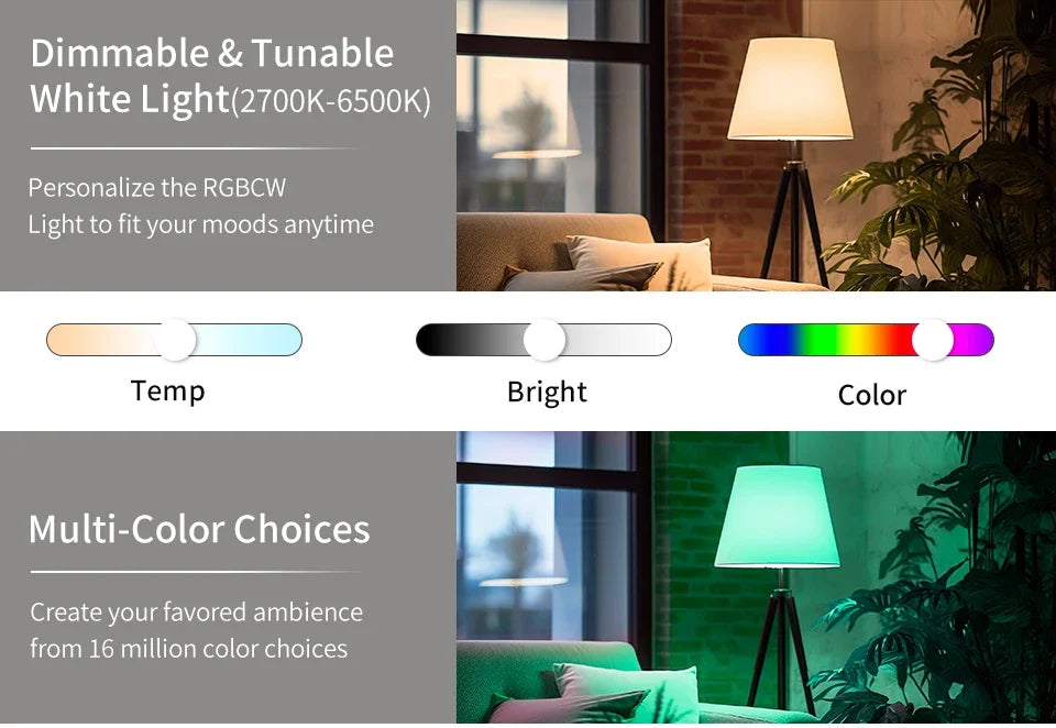 Tuya Smart Bluetooth Bulb E27 220V 9W 15W 18W Color Changing Smart Home RGB Lamp, Smart Life APP Control Dimmable Timer