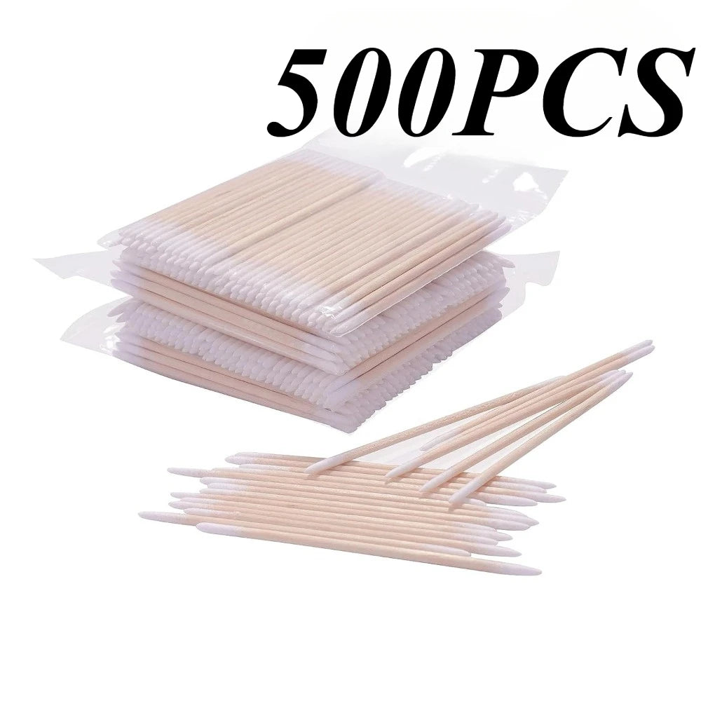 100/300/500/700/900Pcs Double-Tipped Cotton Swabs, for Tattooed Eyebrows, Beauty Makeup Tools for Wiping, Nail Polish Wiping