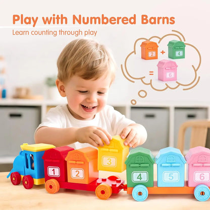 Montessori Train/Surprise Party Gift Set: Toddler Learning Toys, Counting & Sorting Toys, Fine Motor Finger Puppet Games for Kids