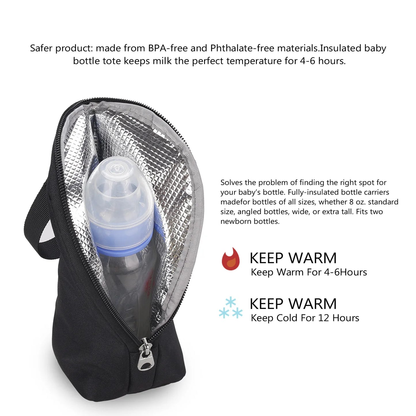 Baby Bottle Bag Portable Mother Feeding Bottle Warmer Baby Feeding Aluminum Mold Insulation Outing Stroller Hanging Bag