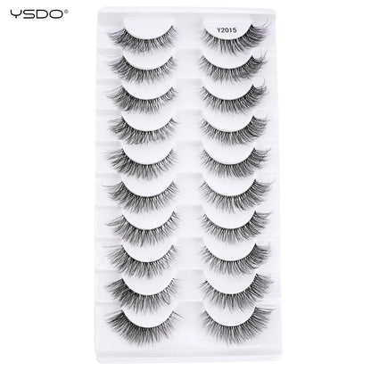 YSDO 5/10 Pairs Half Lashes Cat Eyelashes Soft Natural Clear Band False Lashes Natural Wispy Faux 3d Mink Eyelashes Makeup Tools