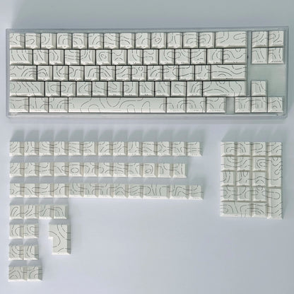 Contour Lines Translucent Keycaps Side Engraving Cherry Profile Black White Key Cap 60 70 80 90 100 Layout Mechanical Keyboard