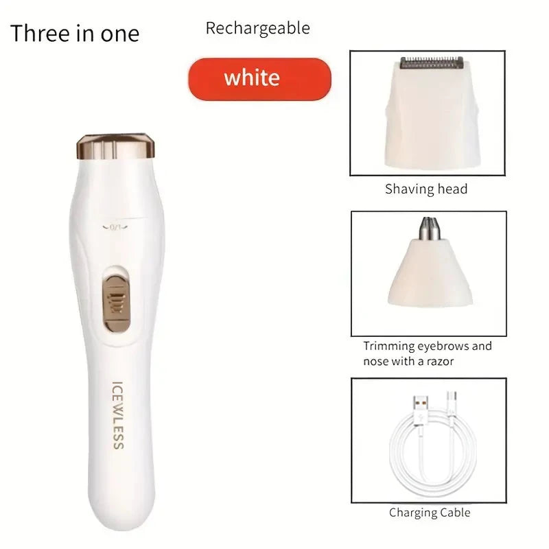 Afeitadora multifuncional 3 en 1, carga USB, dispositivo de depilación para axilas, perfilador de cejas doméstico para mujer, recortador de vello de nariz
