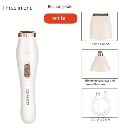 Afeitadora multifuncional 3 en 1, carga USB, dispositivo de depilación para axilas, perfilador de cejas doméstico para mujer, recortador de vello de nariz