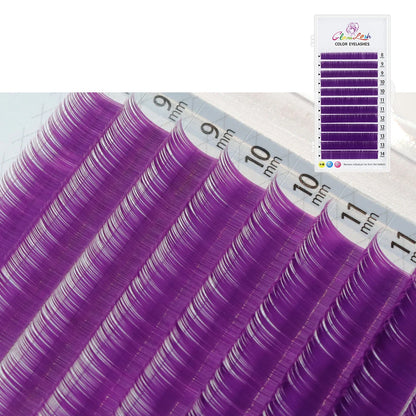 GLAMLASH Colored Lashes Lake Blue/Lavender/Cinnamon/Dark Green/Matcha Grey Individual Natural False Colorful Eyelash Extension