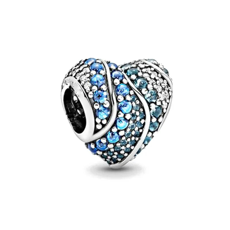 Nuevo colgante de plata 925 compatible con pulsera original, joyas para mujer, serie azul, colgante de pulpo, delfín, búho, camaleón