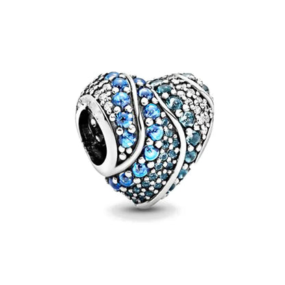 Nuevo colgante de plata 925 compatible con pulsera original, joyas para mujer, serie azul, colgante de pulpo, delfín, búho, camaleón