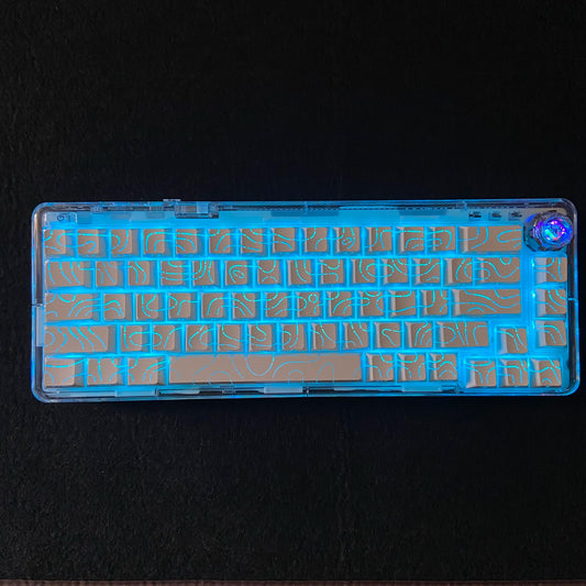 Contour Lines Translucent Keycaps Side Engraving Cherry Profile Black White Key Cap 60 70 80 90 100 Layout Mechanical Keyboard