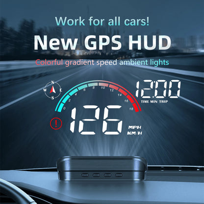 Car HUD, Head Up Display, Universal Digital GPS Speedometer, HD LCD Projection On Glass Windshield Projector for All Cars, M22