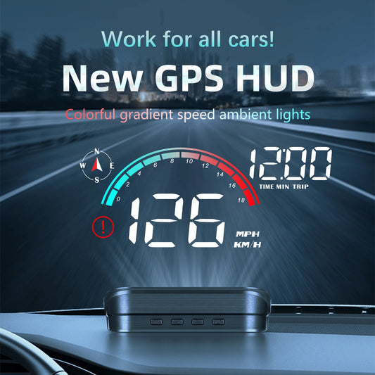 Car HUD, Head Up Display, Universal Digital GPS Speedometer, HD LCD Projection On Glass Windshield Projector for All Cars, M22