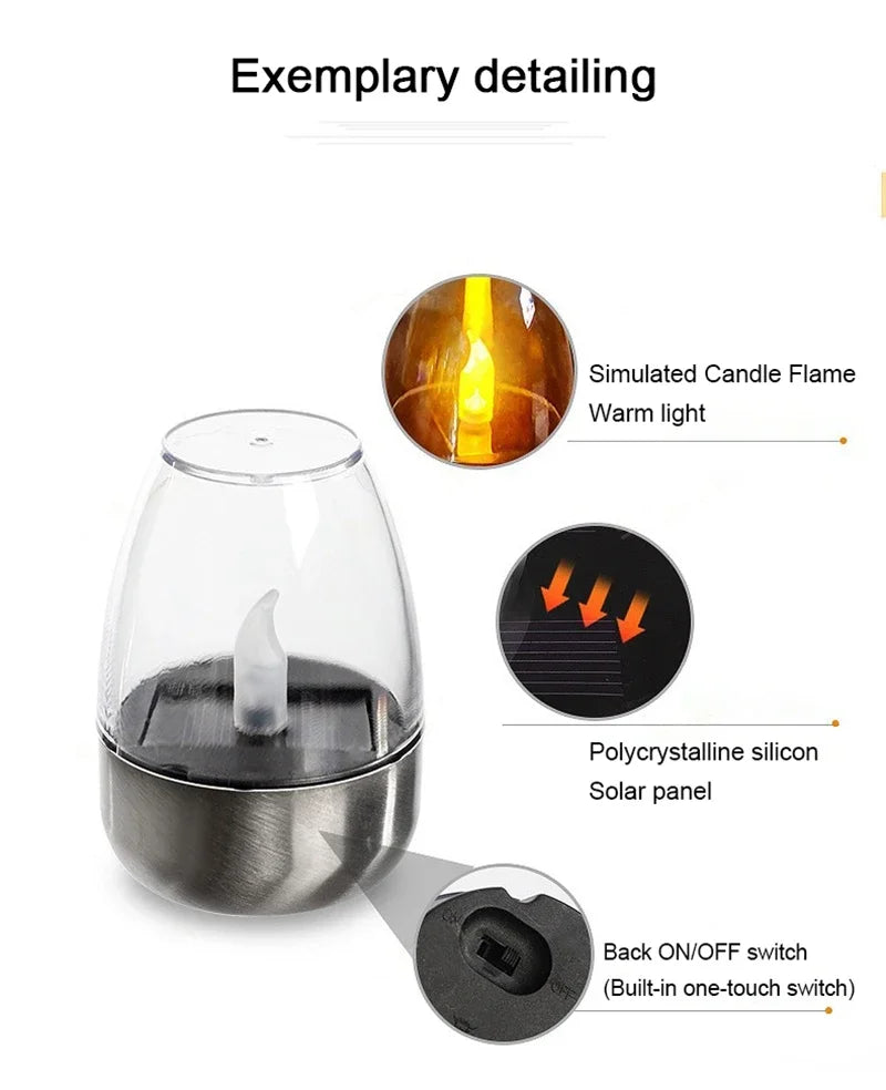 LED Solar Candles Light Flameless Rechargeable Night Light For Wedding Party Garden Decor, Outdoor Waterproof Solar Candles Lamp