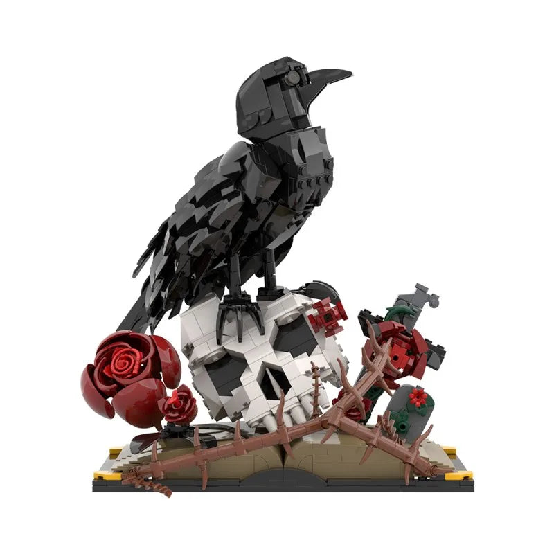 MOC Raven Model Building Blocks Sets Clever Raven Black Bird 3D Home Ornament Brick STEM Toy Adult Valentine's Day Gift