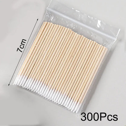 500/300/100Pcs Nails Wood Swab Clean Sticks Bud Tip Wooden Cotton Head Detail Corrector Manicure Nail Polish Remover Art Tool