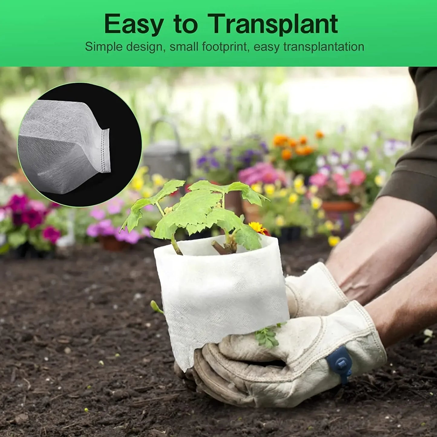 Seedling Bags 50 Pack Degradable Non-Woven Nursery Bags Fabric Seedling Grow Bags Plant Pouch for Garden Agricultural Supply