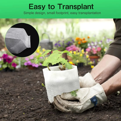 Seedling Bags 50 Pack Degradable Non-Woven Nursery Bags Fabric Seedling Grow Bags Plant Pouch for Garden Agricultural Supply