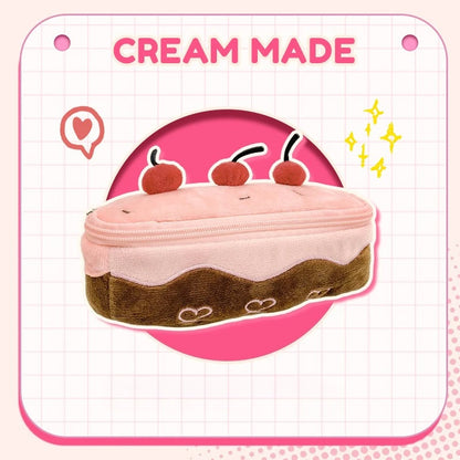 Sweet Korean Cherry Cake Pencil Case for Girls Aesthetic Makeup Pouch Ins Kawaii Cosmetic Stationery Organizer Back To School