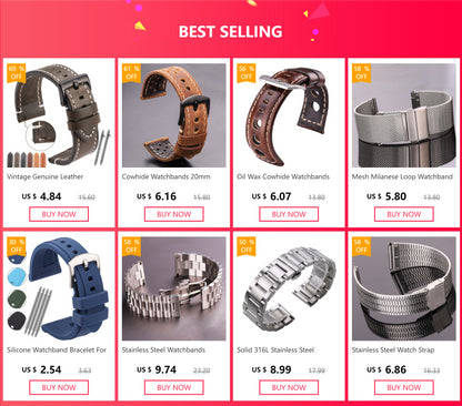 Soft Genuine Leather Smart Watch Band, 18 20 22 24mm, Women Men, Cowhide Strap, Quick Release Watchband