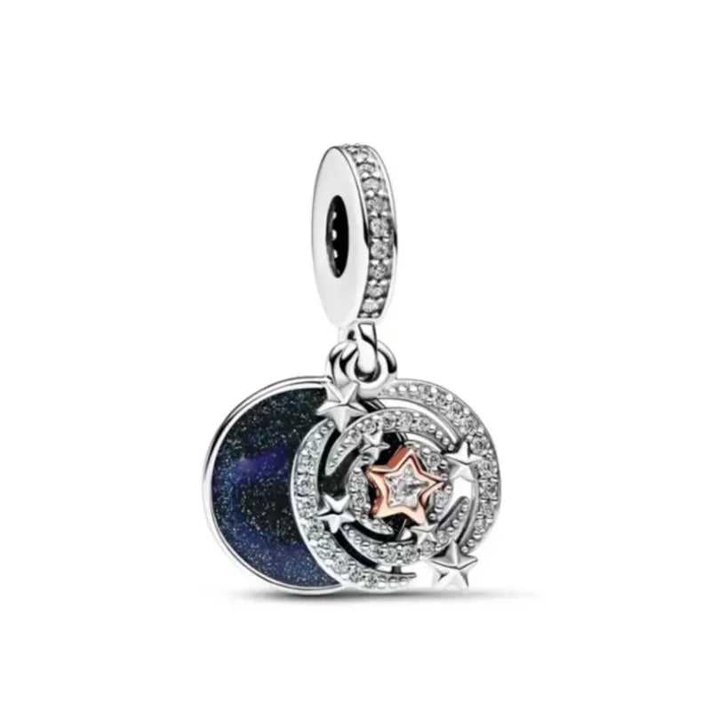 Nuevo colgante de plata 925 compatible con pulsera original, joyas para mujer, serie azul, colgante de pulpo, delfín, búho, camaleón