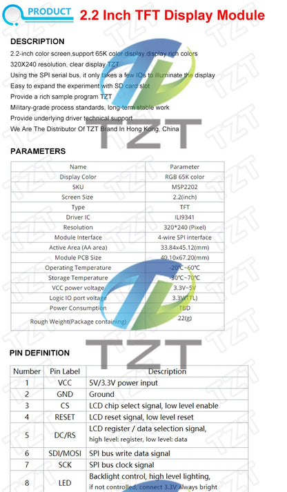 TFT Display, 0.96/1.3/1.44/1.8/2.4/2.8/3.5 Inch TFT Full Color Screen LCD Module, ST7735 ILI9341 Driver Interface SPI for Arduino