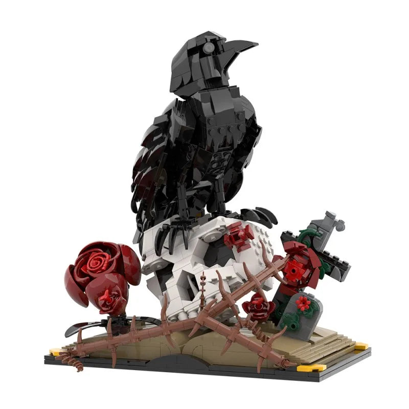 MOC Raven Model Building Blocks Sets Clever Raven Black Bird 3D Home Ornament Brick STEM Toy Adult Valentine's Day Gift