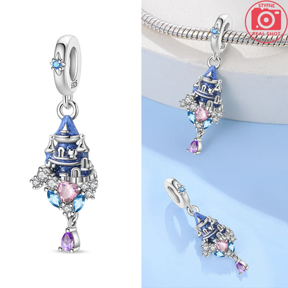 Charms 925 Silver Blue Original Stars Heart Zircon Chameleon Panda Glass Beads Fit Bracelet Jewelry Women Diy Accessories