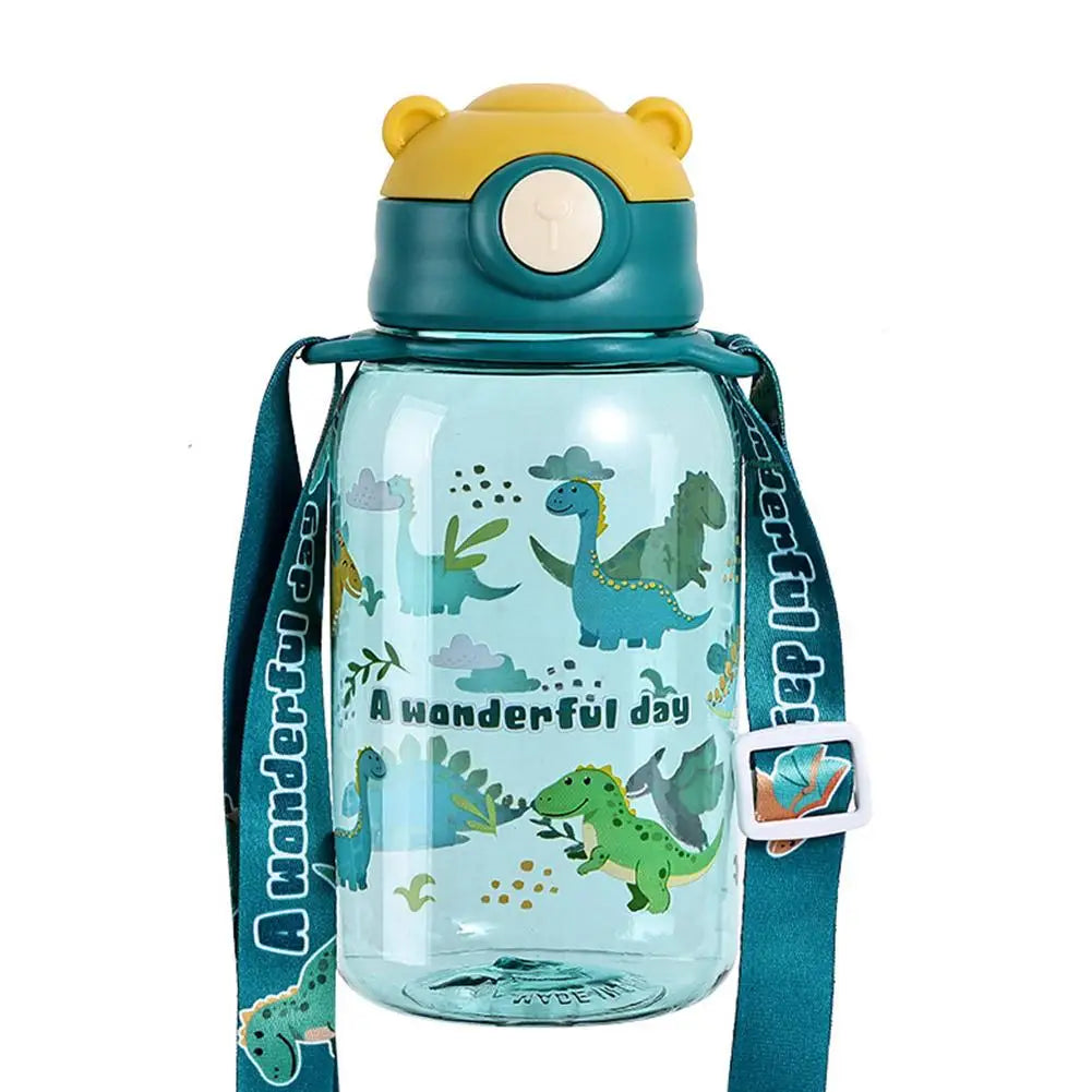 650ml Cute Kids Water Bottle with Straw, BPA-Free, Leakproof Outdoor Portable Children's Cups, School Water Bottle for Children